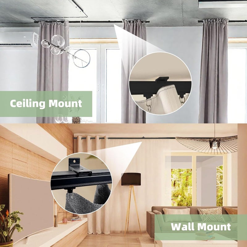 MLOQI Curtain Tracks Ceiling with Soundproof Strips, Curtains Tracks Rails System, Black Ceiling Track for Curtains 6-9 Feet - Image 5